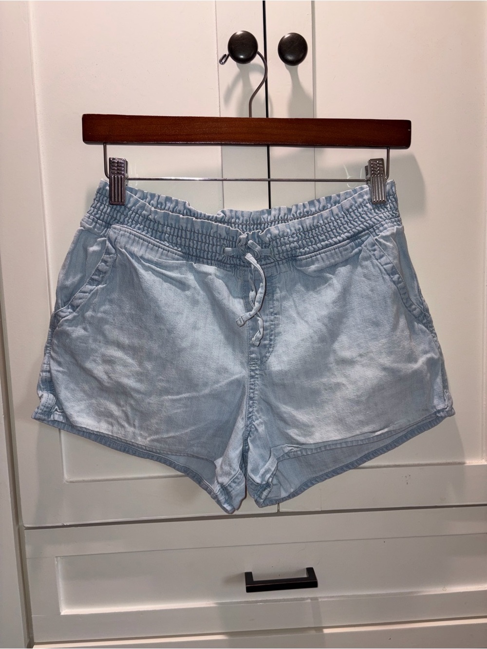 Abercrombie Kids Light Blue Pull On Drawstring Shorts 100% Cotton Size 13/14